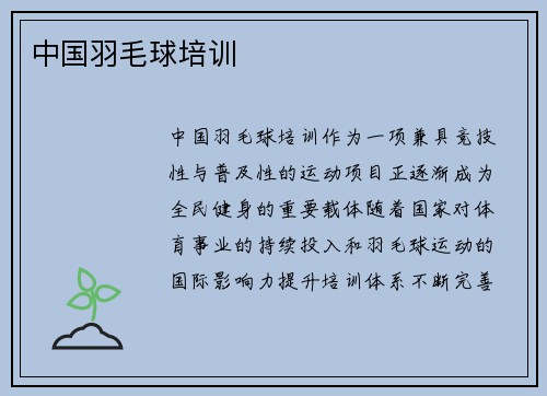 中国羽毛球培训