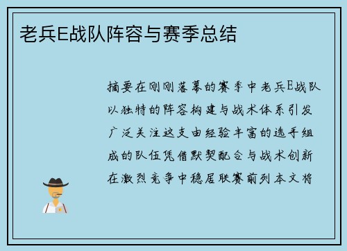老兵E战队阵容与赛季总结