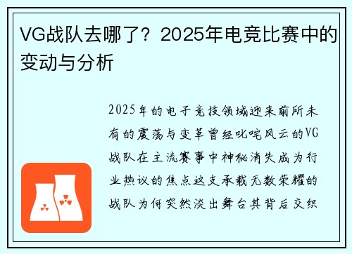 VG战队去哪了？2025年电竞比赛中的变动与分析